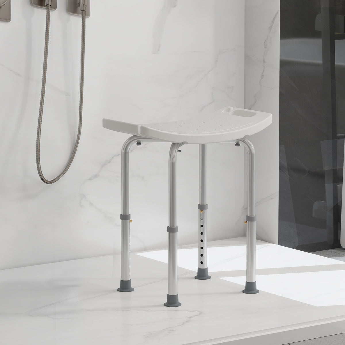 Sgabello Sedile Sedia per Doccia Bagno, Antiscivolo, Altezza Regolabile