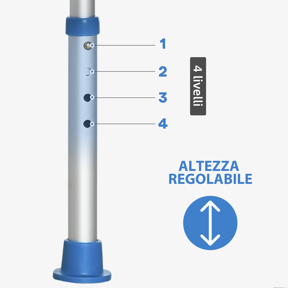 Sgabello per Doccia in Alluminio con Altezza Regolabile e Piedini Antiscivolo a Ventosa, Blu