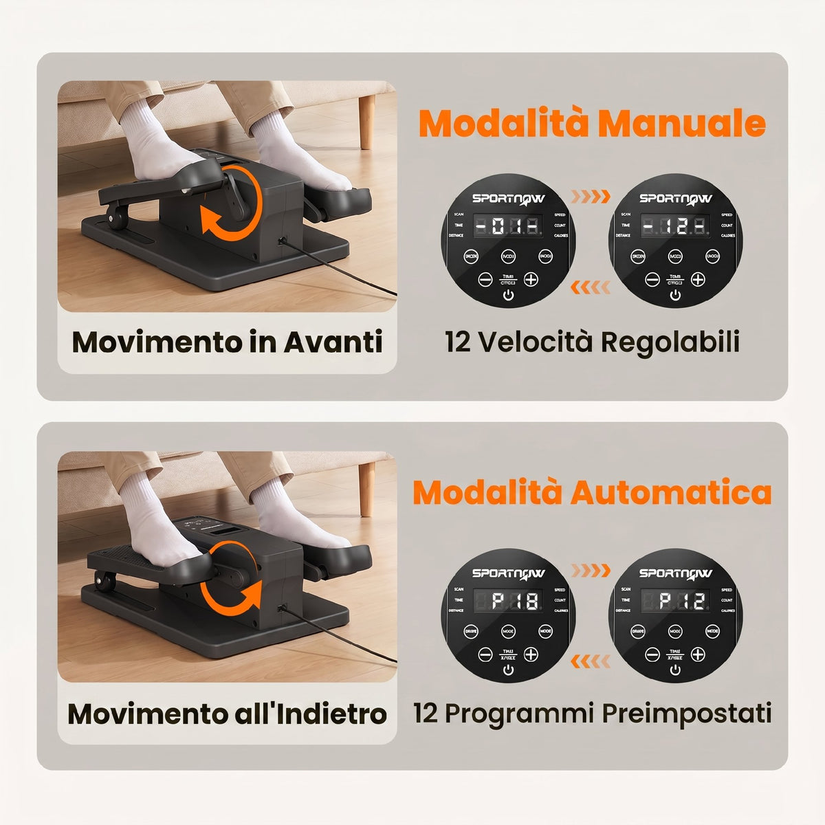 Mini Ellittica da Scrivania, Manuale/Automatica, 12 Velocità Regolabili per Casa.