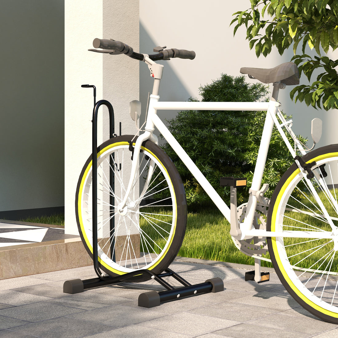 Supporto per Bici con Ganci Regolabili, Compatibile con Biciclette 24"-29" e 700c, per Garage, Interno ed Esterno, Nero