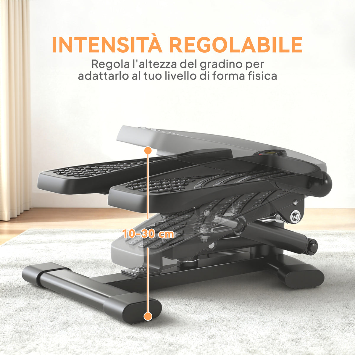 Stepper Twister 2 in 1 con Monitor LCD, Pedali Grandi e Antiscivolo, Capacità 100 kg, Nero
