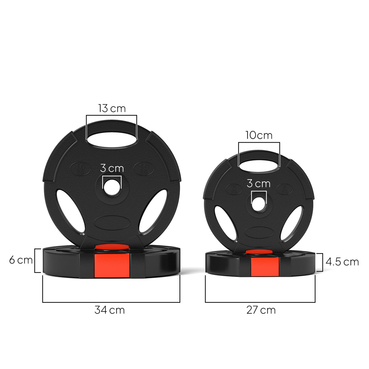 Kit Pesi con 2 Dischi da 10 kg e 2 Dischi da 5 kg in Polipropilene e Sabbia, 34x6 cm e 27x4.5 cm, Nero