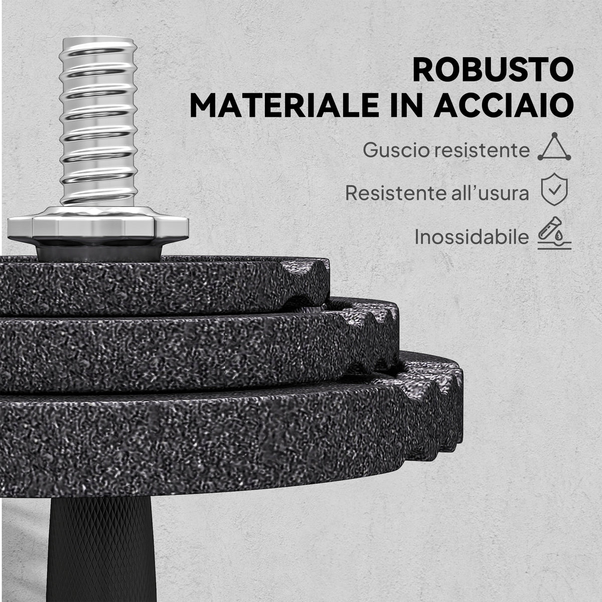 Pesi per Palestra 2 in 1 da 42 kg con 14 Dischi, Bilanciere e Manubri, in Acciaio, 180x24x24 cm, Nero