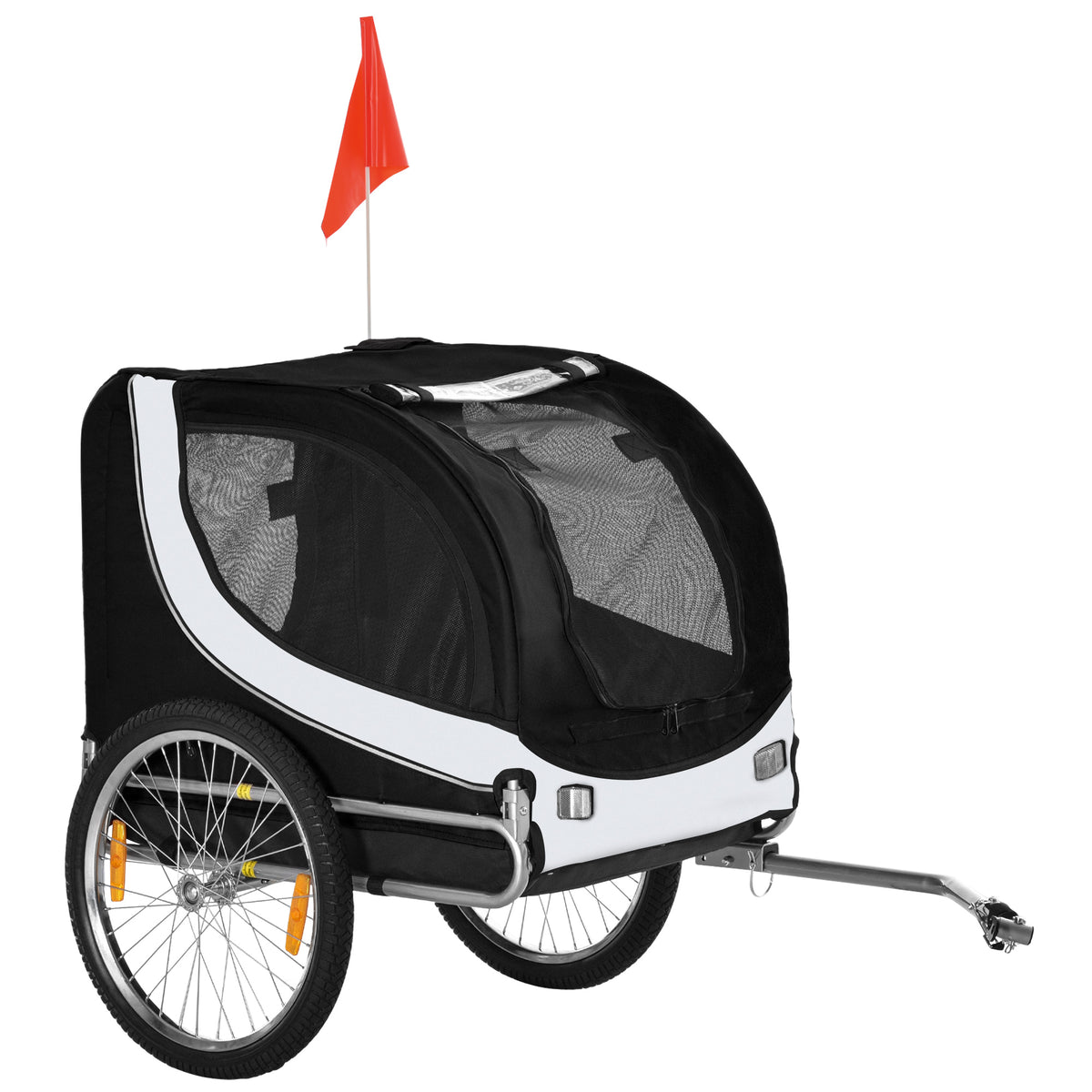 Rimorchio per Cani da Bicicletta, bianco e nero, 130x90x110cm