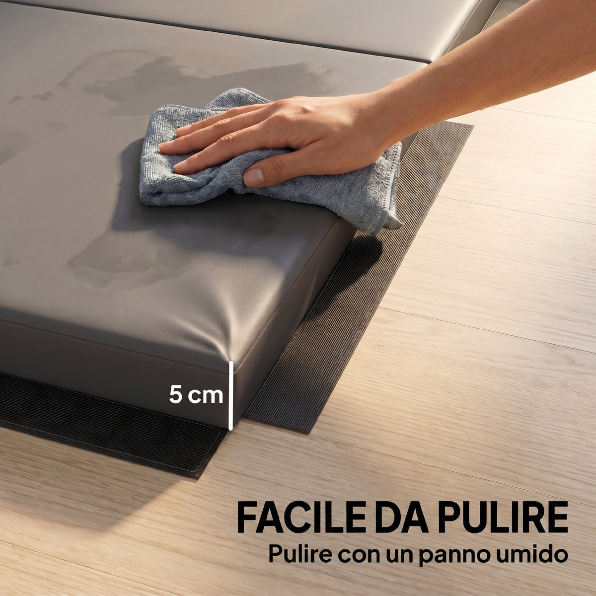 Tappetino da Ginnastica Pieghevole, Materassino Fitness Spesso 5 cm e Antiscivolo, 180x80x5 cm, Grigio