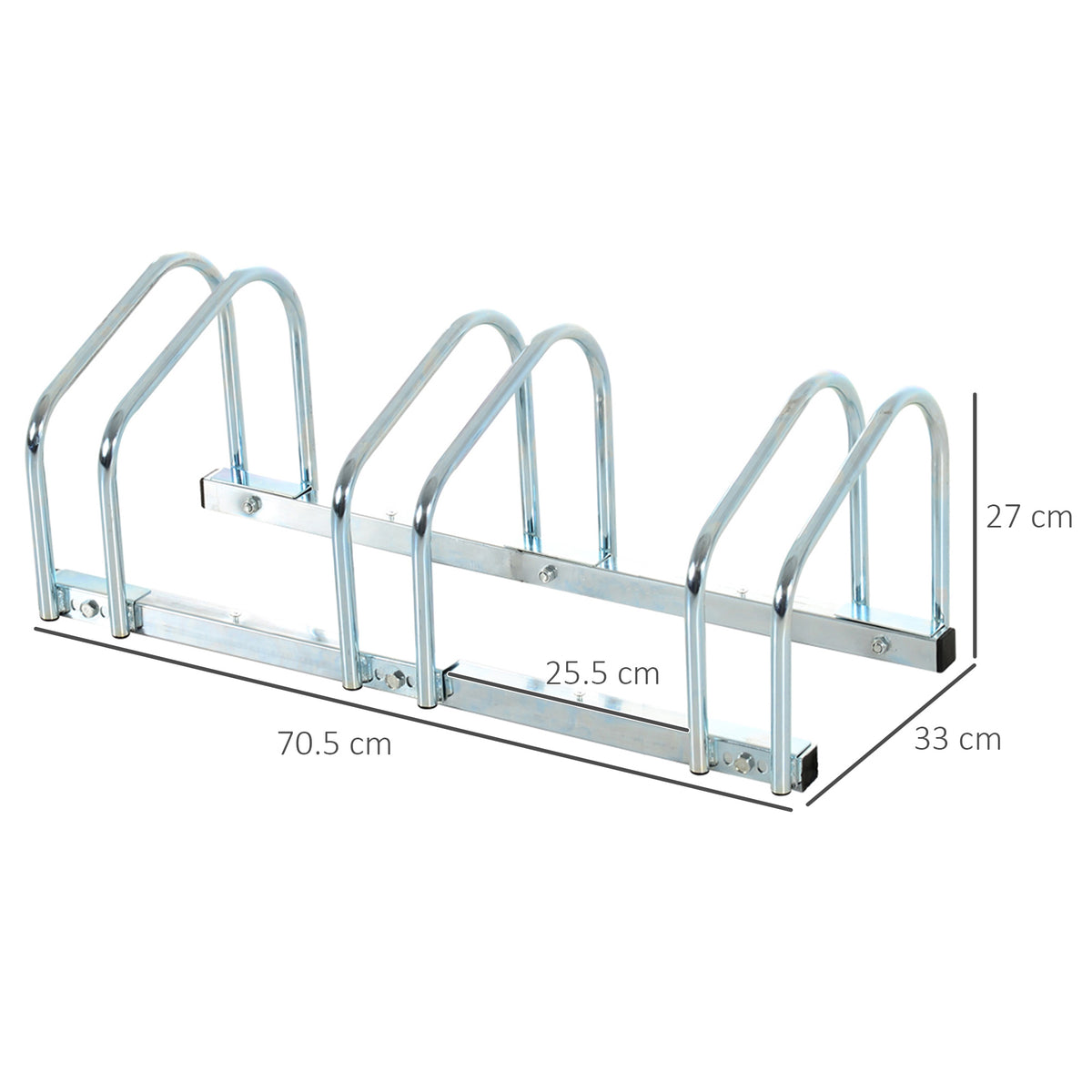 Rastrelliera Portabiciclette Parcheggio per 3 Biciclette Tubi d&
