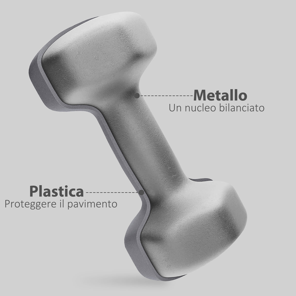 Set 2 Manubri Esagonali da 2x10 kg in Metallo e Plastica con Impugnatura Antiscivolo, 26x12x12 cm, Grigio