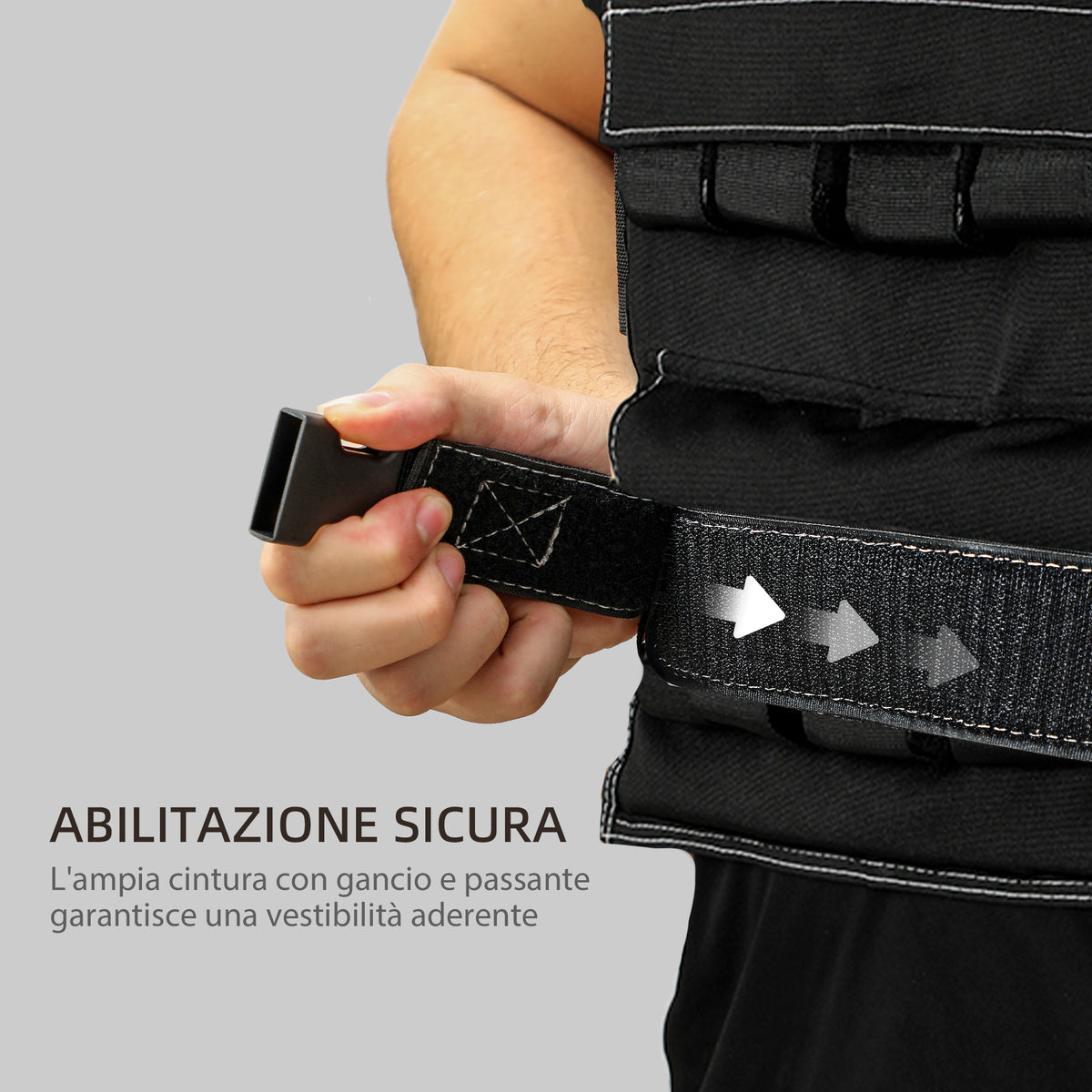 Gilet Zavorrato Regolabile 20kg con 20 Pesi, Gilet con Strisce Catarifrangenti, 50x40 cm, Nero