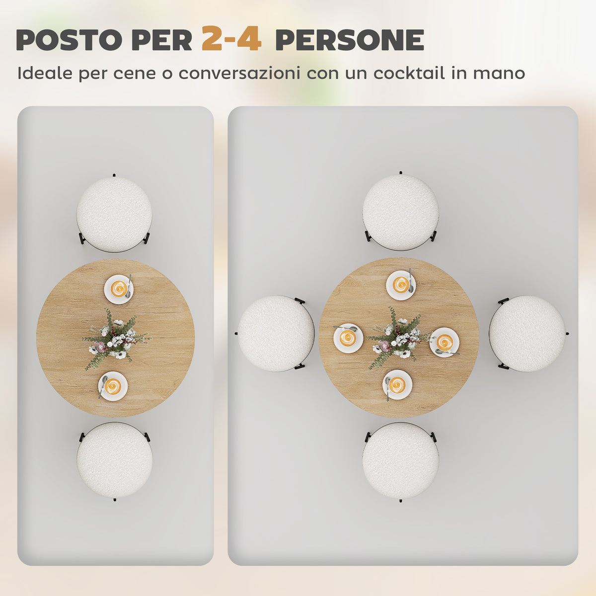 Tavolo da Pranzo Rotondo Stile Industriale con Gambe a Croce in Acciaio, 80x75 cm, Colore Quercia