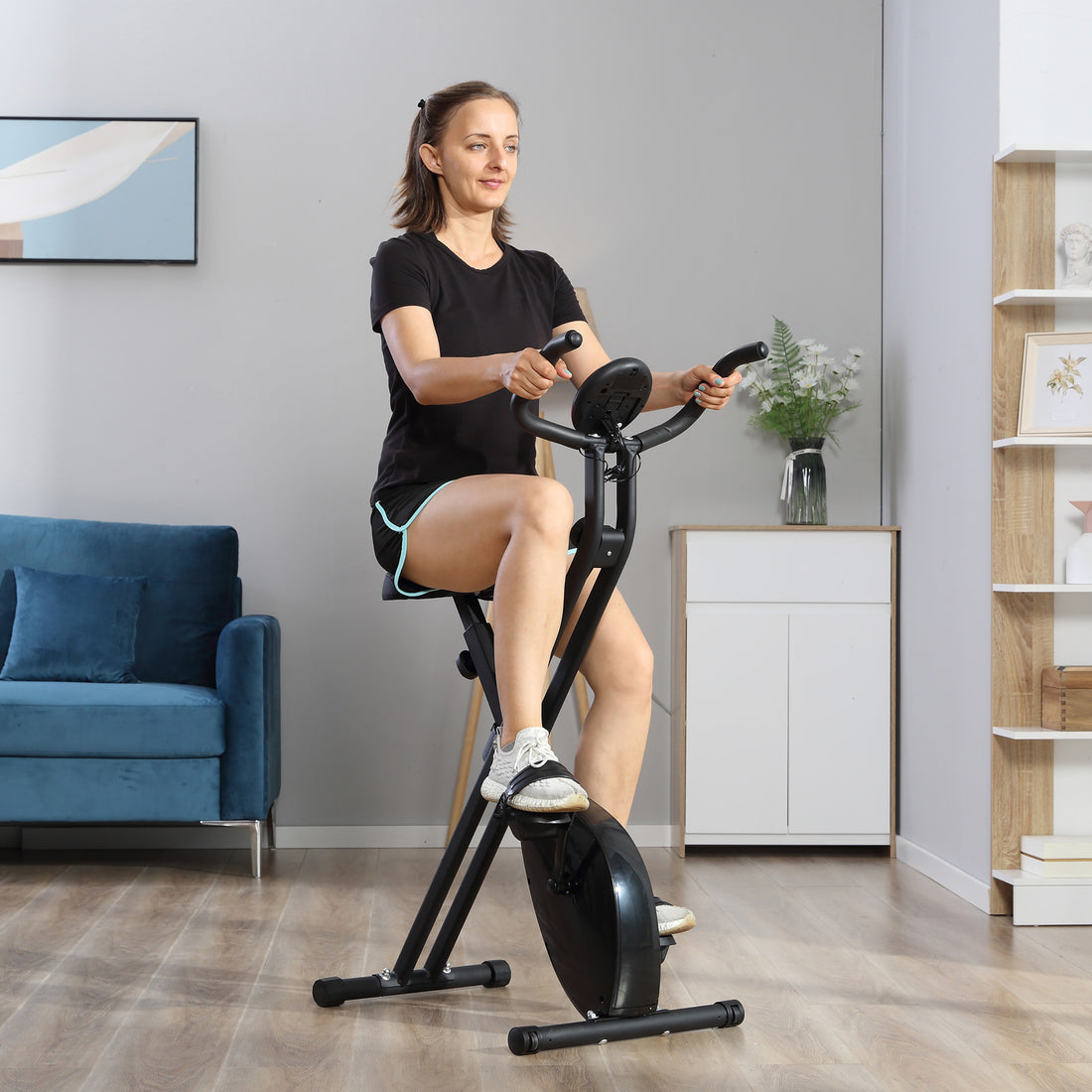 Cyclette Professionale con Resistenza e Altezza Regolabile, in Acciaio e PP, 41x86x112 cm, Nera