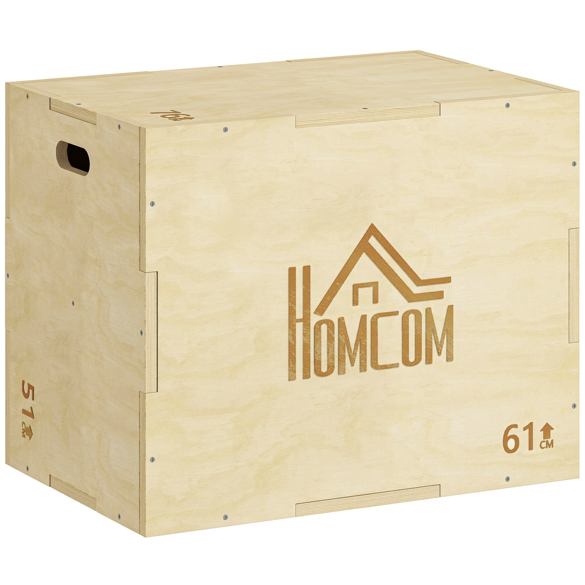 Plyo Box in Legno a 3 Altezze, Jumping Box Pliometrico Capacità 120kg, 61x51x76cm