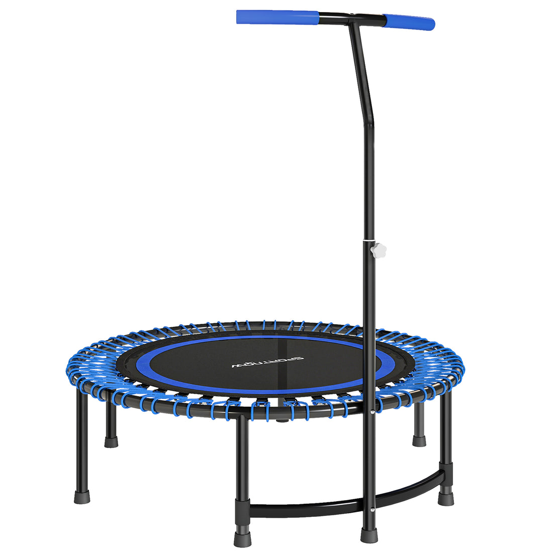 Trampolino Fitness 145 cm con Manubrio Regolabile su 5 Posizioni, 36 Molle Bungee e Capacità 200 kg, Blu