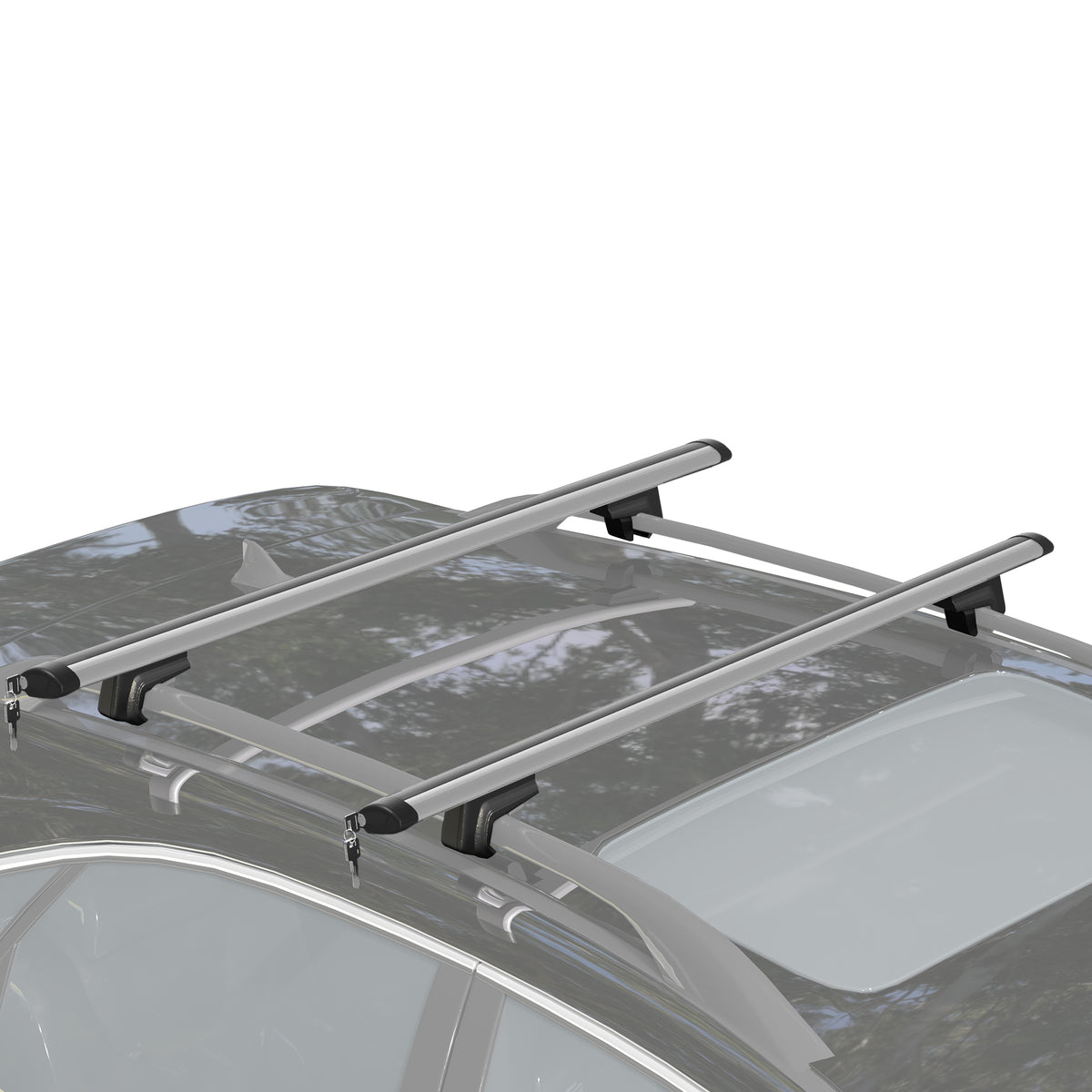 Barre Portatutto per Auto da 75 kg con Blocco e Chiavi di Sicurezza, in Alluminio e ABS, 135.3x5.7x7 cm, Argento