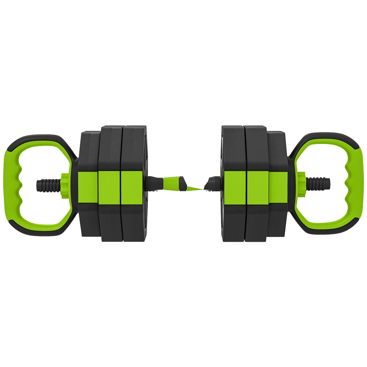Set Pesi Palestra 6 in 1 Multifunzione da 25kg Totali in Plastica e Sabbia, 125x18x18 cm, Verde