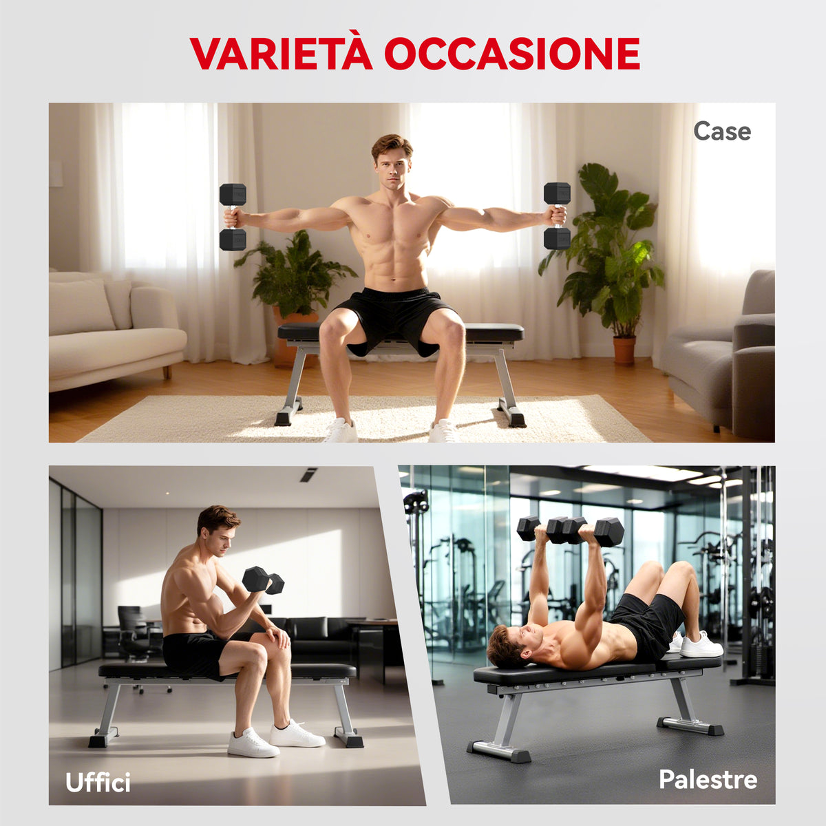 Set di Manubri da 2x20 kg con Impugnatura Antiscivolo, in Metallo, per Allenamento Fitness Casa e Palestra, Nero