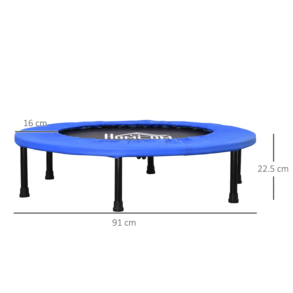 Trampolino Elastico per Allenamento con 30 Molle, in Acciaio, Plastica e PP, 91x22.5 cm, Nero e Blu