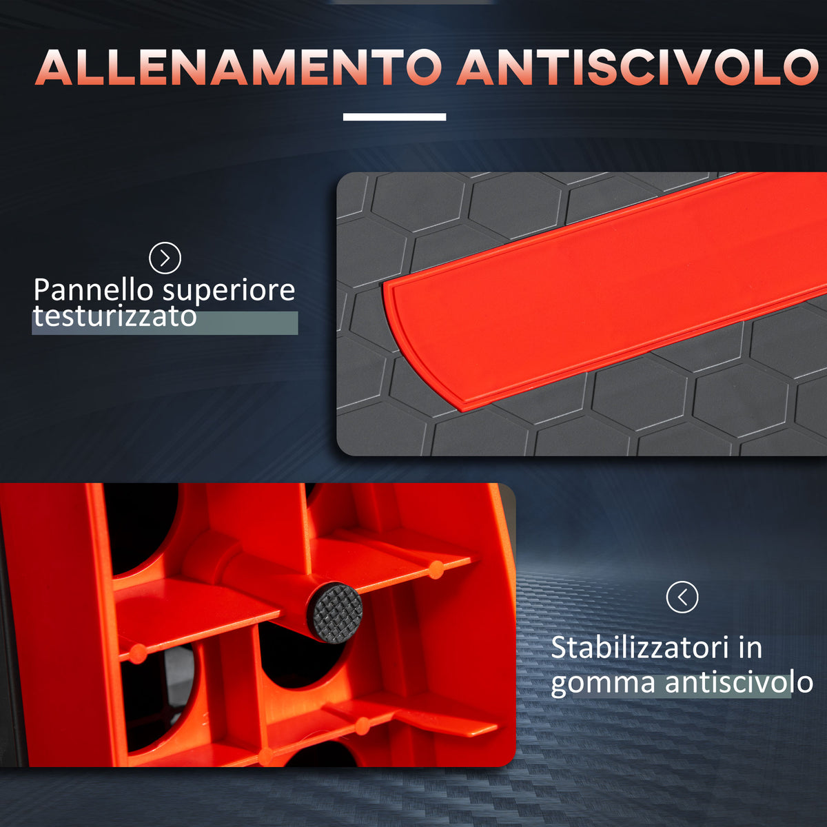 Step Fitness per Aerobica Regolabile su 3 Altezze 10-15-20 cm in Plastica, Nero e Rosso