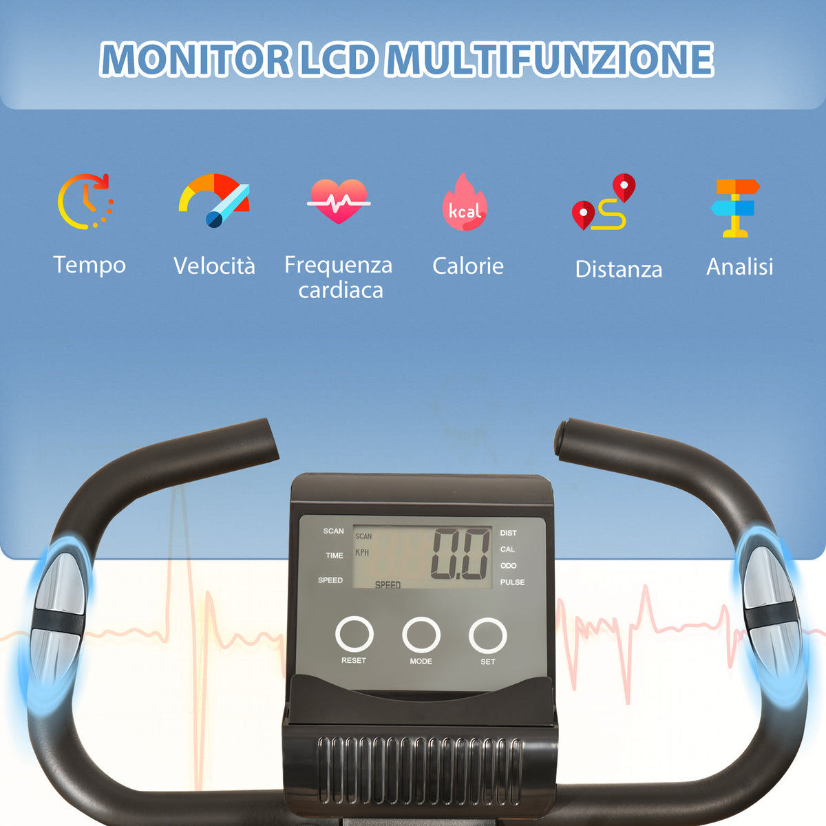 Cyclette Pieghevole 2 in 1, Resistenza Magnetica Regolabile 8 Livelli, Cyclette da Casa Silenziosa con Sensore Cardiaco, Sedile Regolabile, Bande Elastici, Schermo LCD, Ruote, Nero