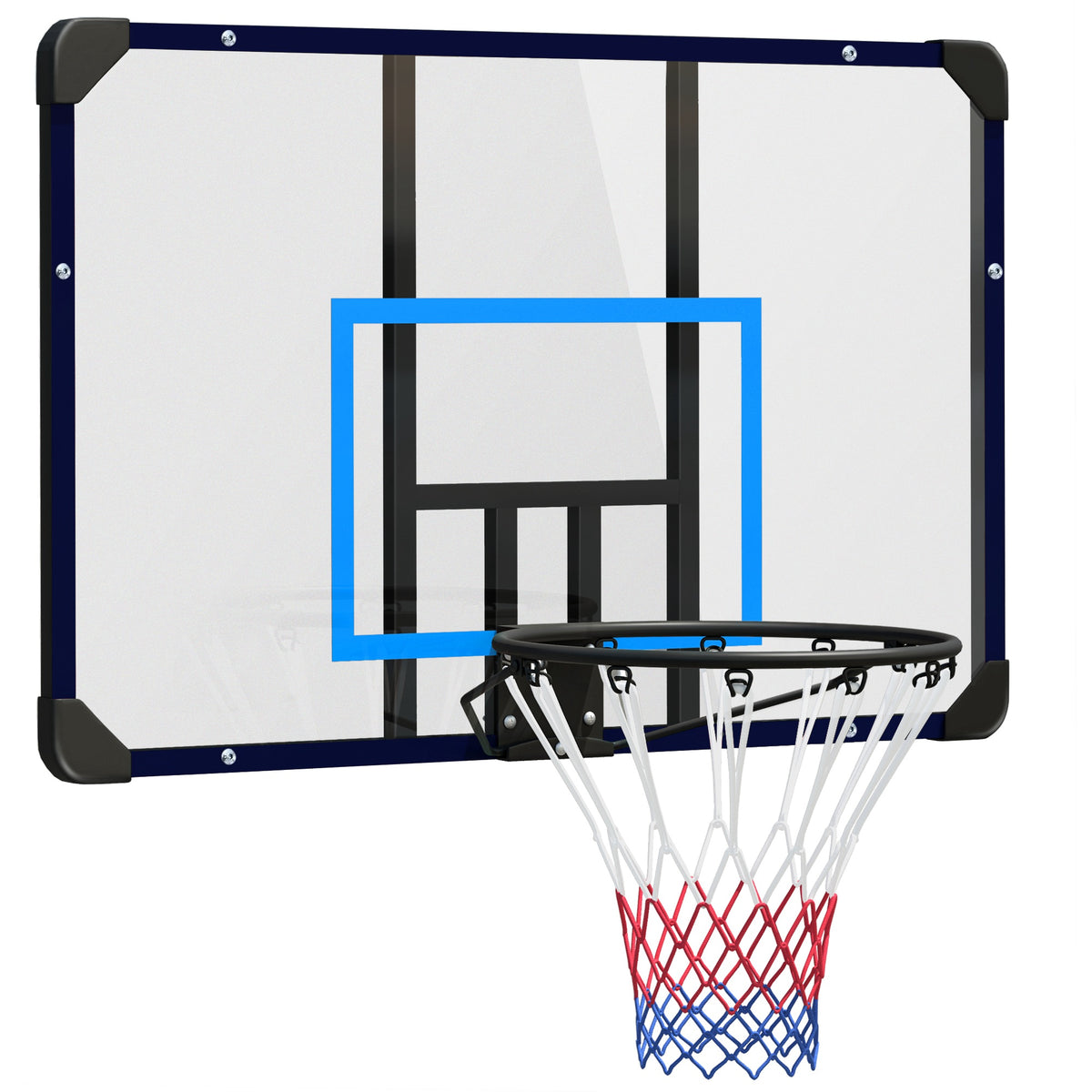 Canestro Basket da Muro con Tabellone Infrangibile e Cerchio in Acciaio, 113x61x73 cm
