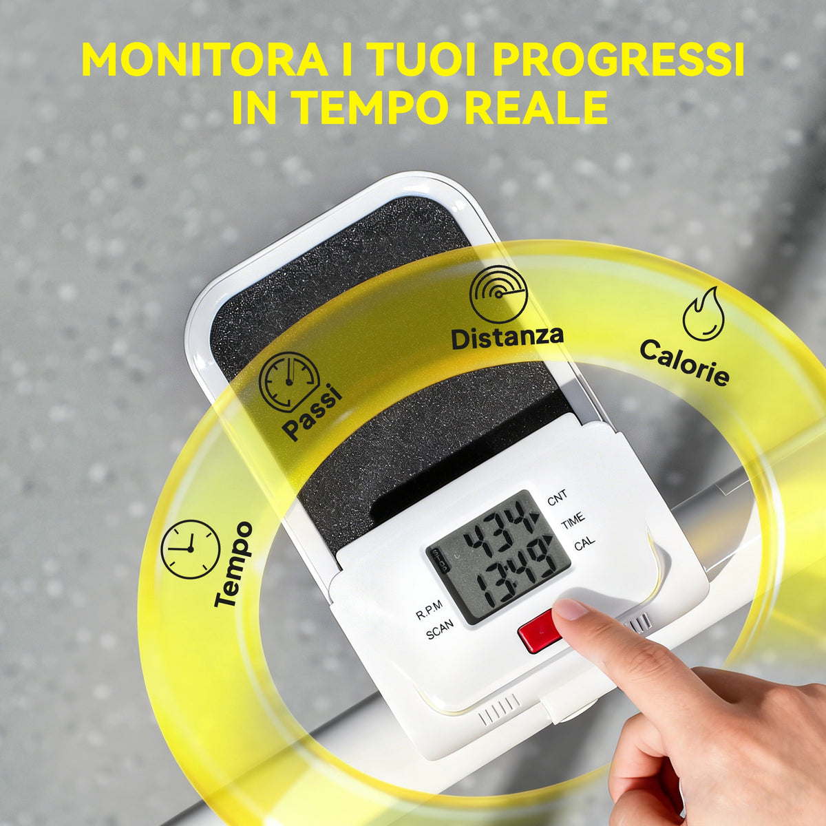 Stepper Vertical Climber Pieghevole con Impugnatura Regolabile, Pedali Antiscivolo e Monitor LCD, Bianco