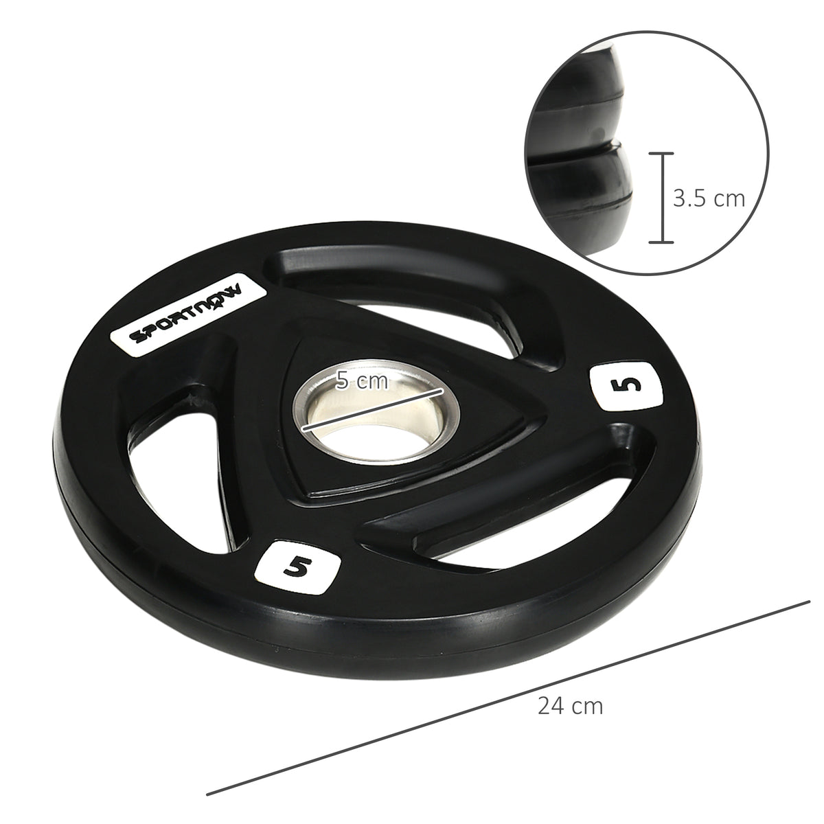 Set di 2 Dischi Pesi in Acciaio con Rivestimento in Gomma per Bilanciere