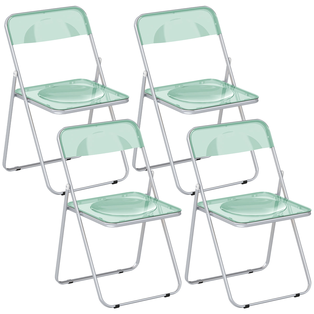 Set da 4 Sedie Pieghevoli in Acrilico Trasparenti, Verde