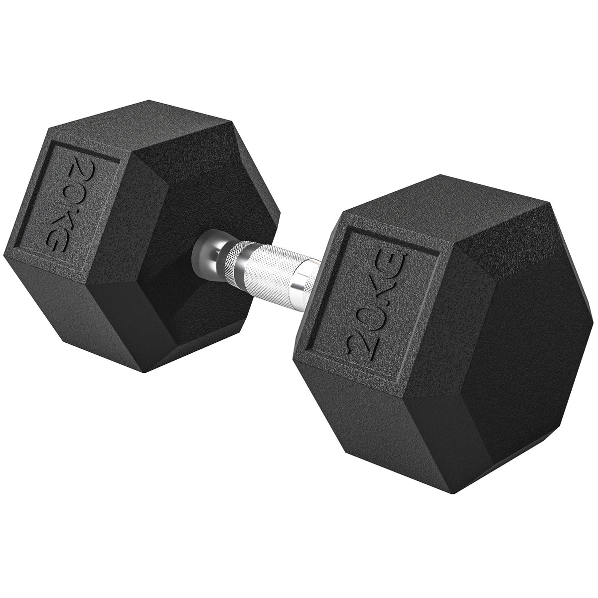 Manubrio Esagonale da 20kg in Acciaio e Gomma per Workout in Palestra, Casa e Ufficio, Nero