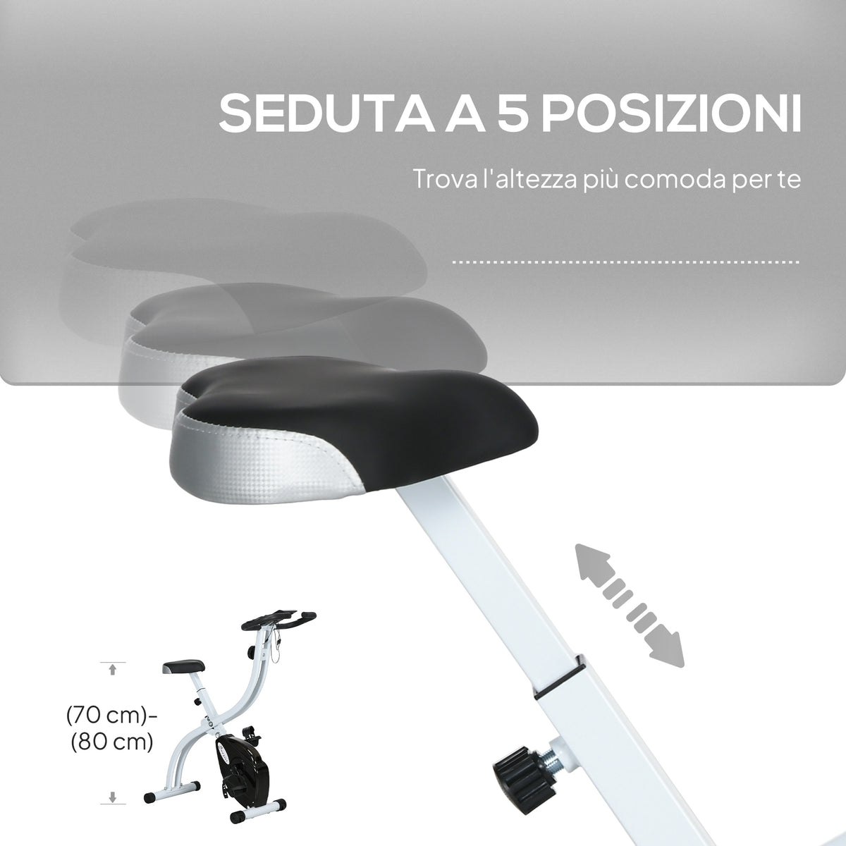Cyclette Magnetica Pieghevole a 8 Livelli di Resistenza con Seduta Regolabile, in Acciaio, 97x43x110 cm, Nero