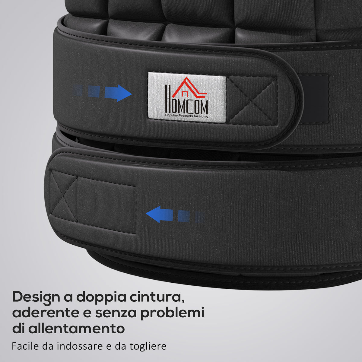 Giubbotto Zavorrato 20kg Unisex 38 Pesi Singoli, Imbottitura, Chiusure con Velcro, Nero