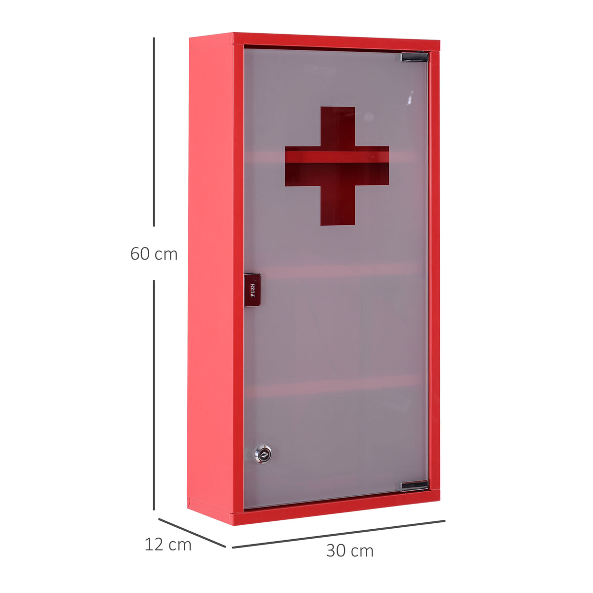 Cassetta Porta Medicine Armadietto Medicinali 4 Livelli Porta in Vetro 603012cm Rosso