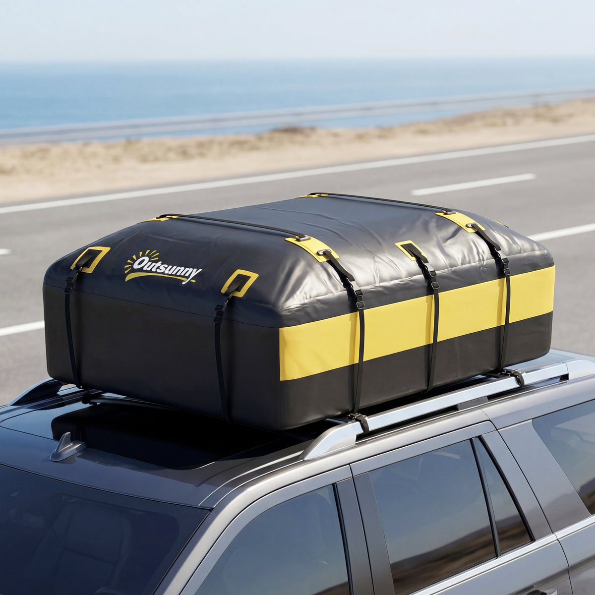 Portabagagli da Tetto 595 Litri Impermeabile, Borsa per Auto, Giallo