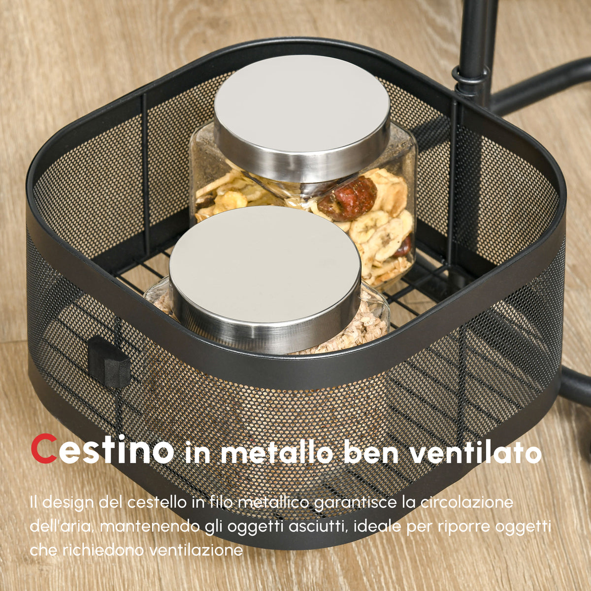 Carrello Portavivande con 4 Cestelli, Piano d&