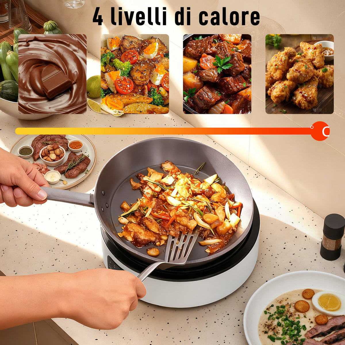 Piastra Elettrica a Infrarossi Fornello Elettrico 2000W con Griglia 30cm