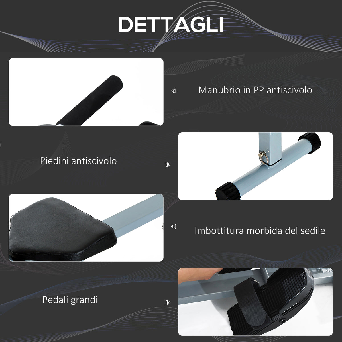 Vogatore Professionale a Tiraggio Centrale per Allenamento da Casa Salvaspazio con Display 130 x 47.5 x 67cm