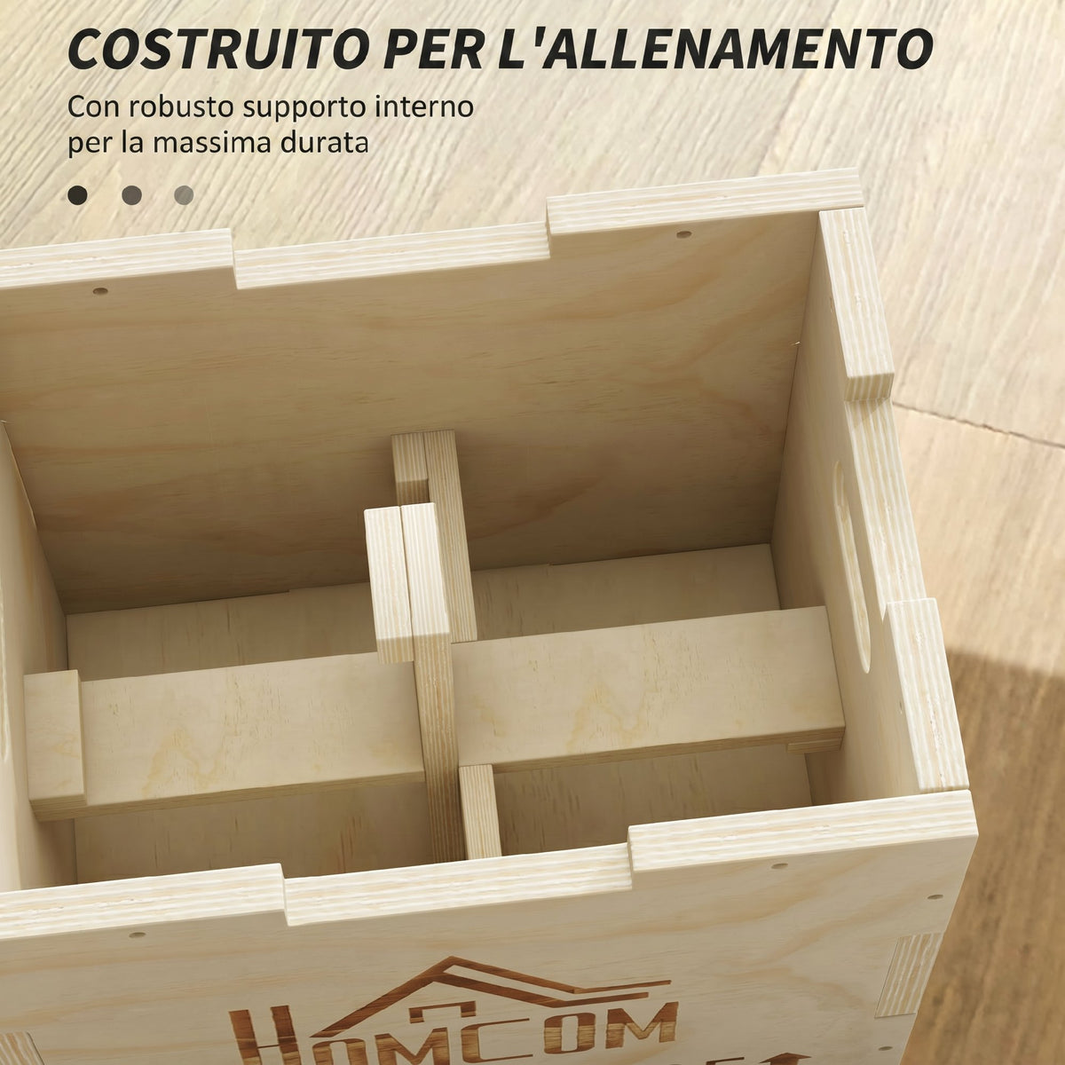 Plyo Box in Legno a 3 Altezze, Jumping Box Pliometrico Capacità 120kg, 40.5x35.5x30.5 cm