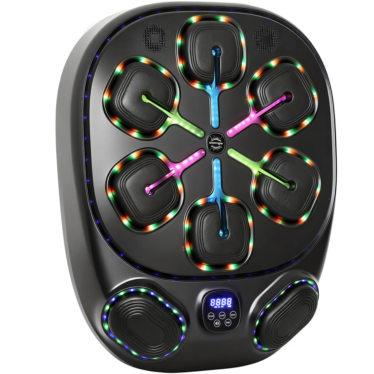 Macchina da Boxe Musicale a Parete con 9 Modalità, Luci LED e Connessione Bluetooth, 61x48x11 cm, Nero
