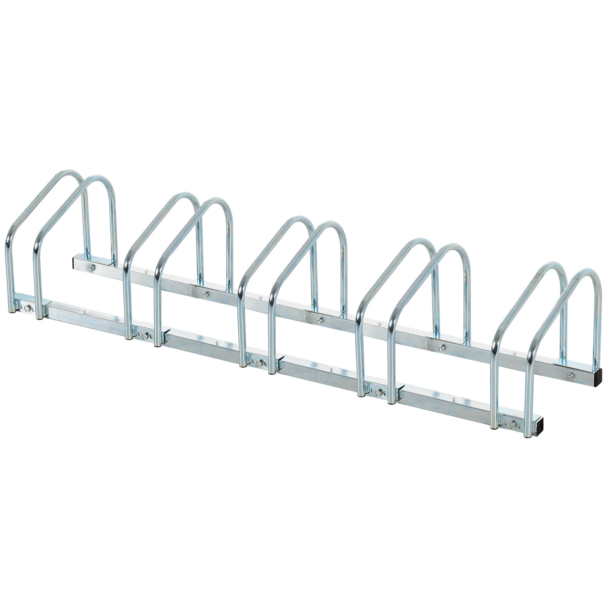 Rastrelliera Portabiciclette Parcheggio per 5 Biciclette in Acciaio, 1453327 cm, Argento