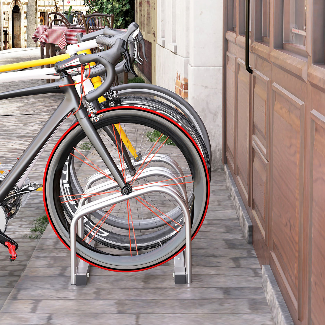 Rastrelliera Portabiciclette Parcheggio per 3 Biciclette Tubi d&