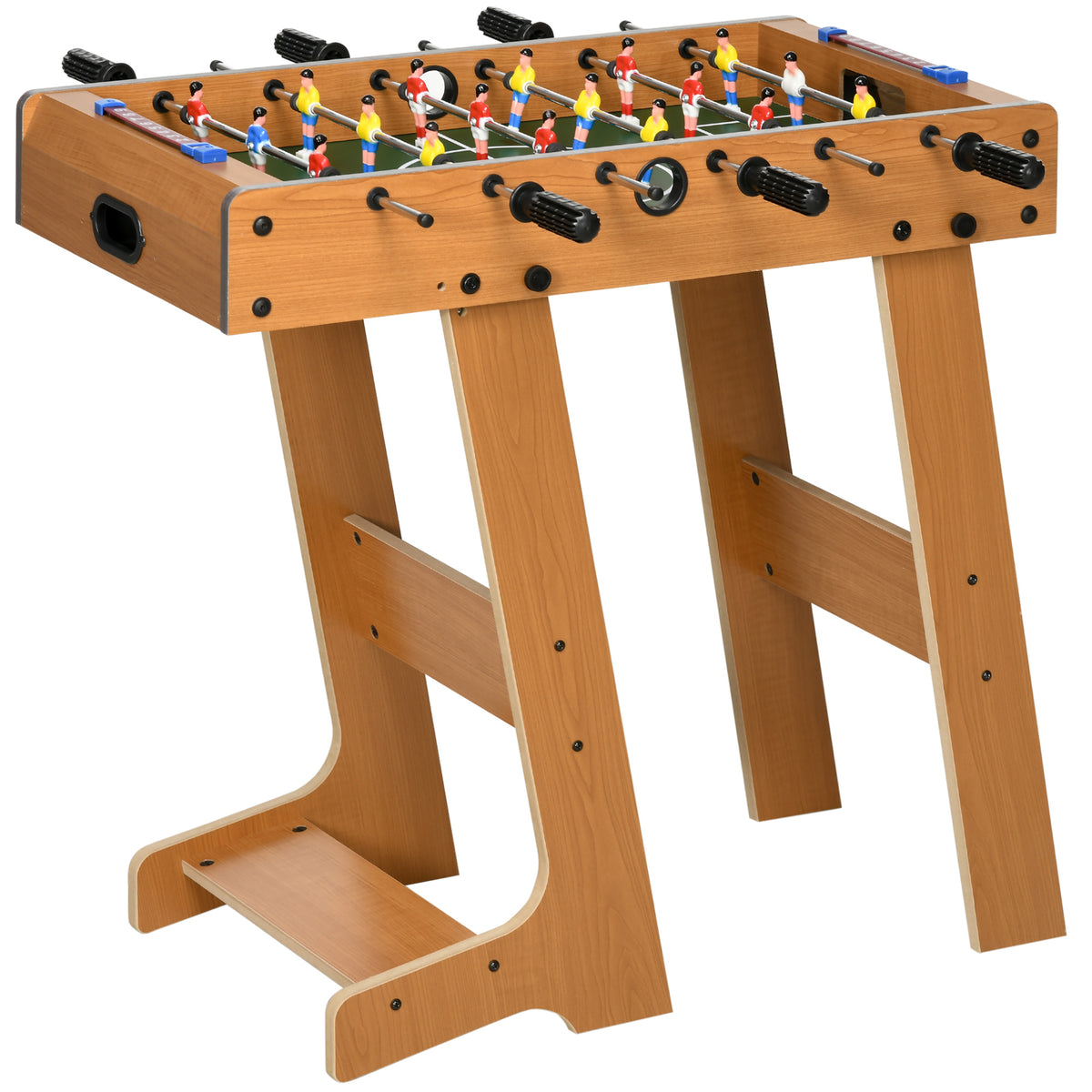 Calcio Balilla Pieghevole in Legno con 6 Aste, 18 Giocatori e Segnapunti, 69x37x70cm