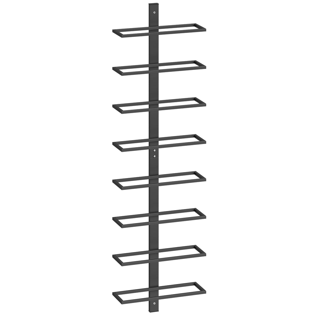 Portabottiglie da Parete in Acciaio per 8 Bottiglie di Vino, Cucina e Sala, 27x10x93.5 cm, Nero