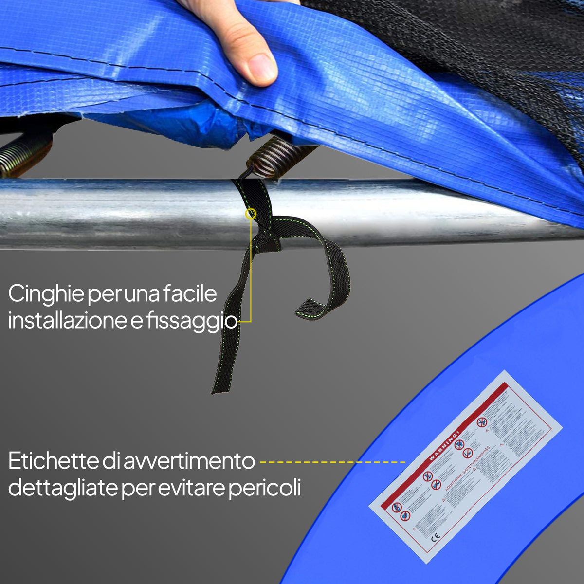 Copertura Imbottita Bordo Trampolino, Protezione per Tappeto Elastico Giaridno in Plastica, 244cm, Multicolore