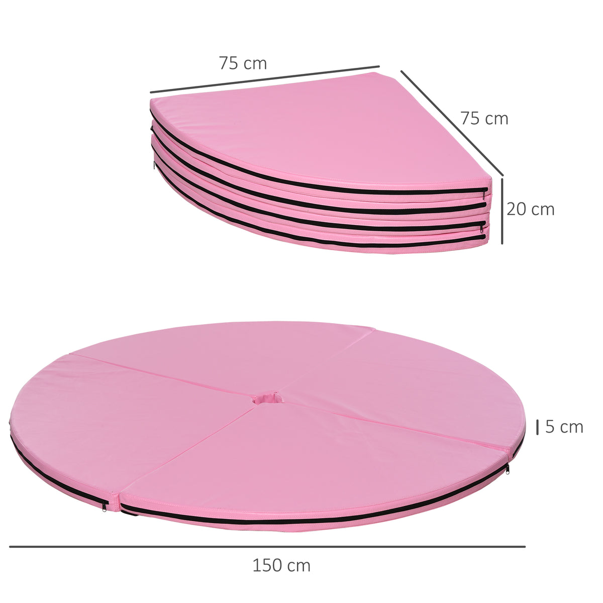 Tappeto Pole Dance Antiscivolo Pieghevole in Schiuma EPE e PVC, 150x5cm, Rosa