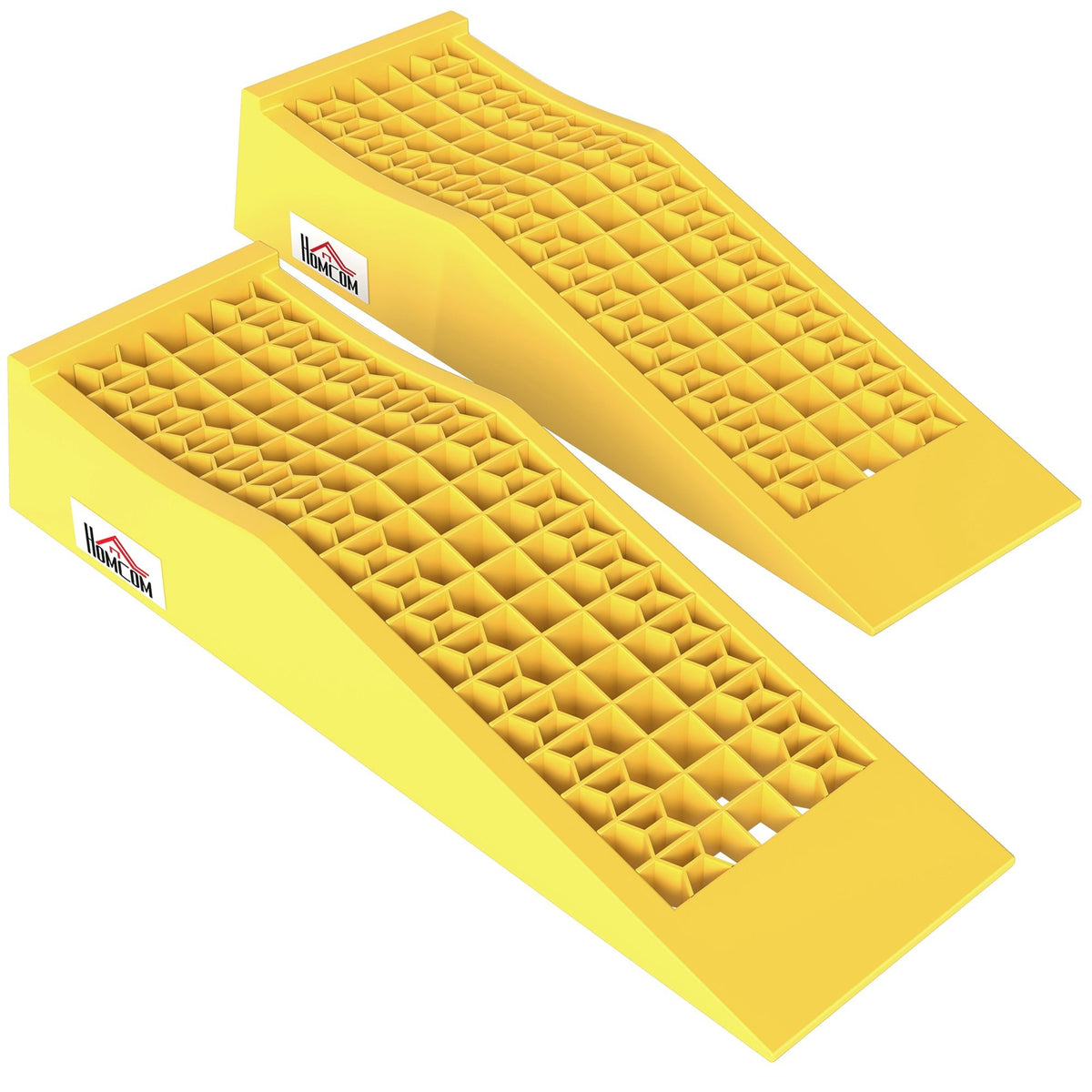 Set 2 Rampe di Carico in Plastica per Auto con Capacità 3 Tonnellate e Superficie Antiscivolo, Giallo