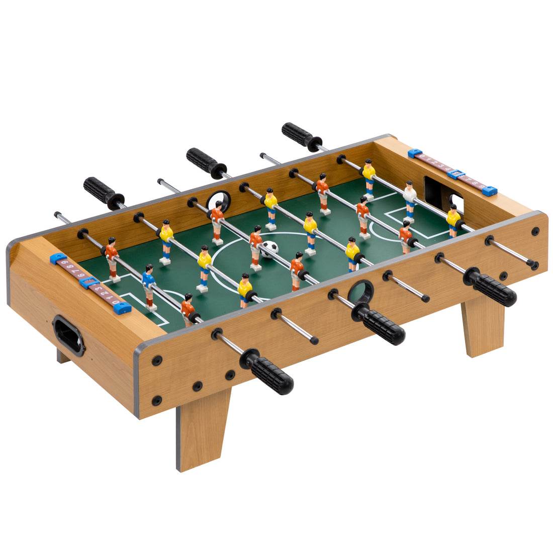 Calcio Balilla Pieghevole per Adulti e Bambini con 2 Palline e Segnapunti, in Legno, 69x36.5x22 cm, color Legno
