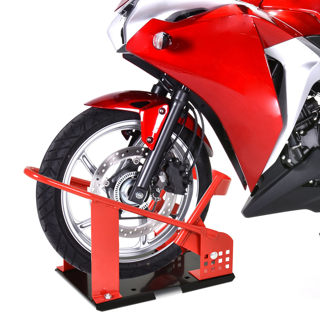 Cavalletto Alzamoto Anteriore in Metallo per Moto max 450kg con Sezioni Preforate, 27.5x51-69x34 cm