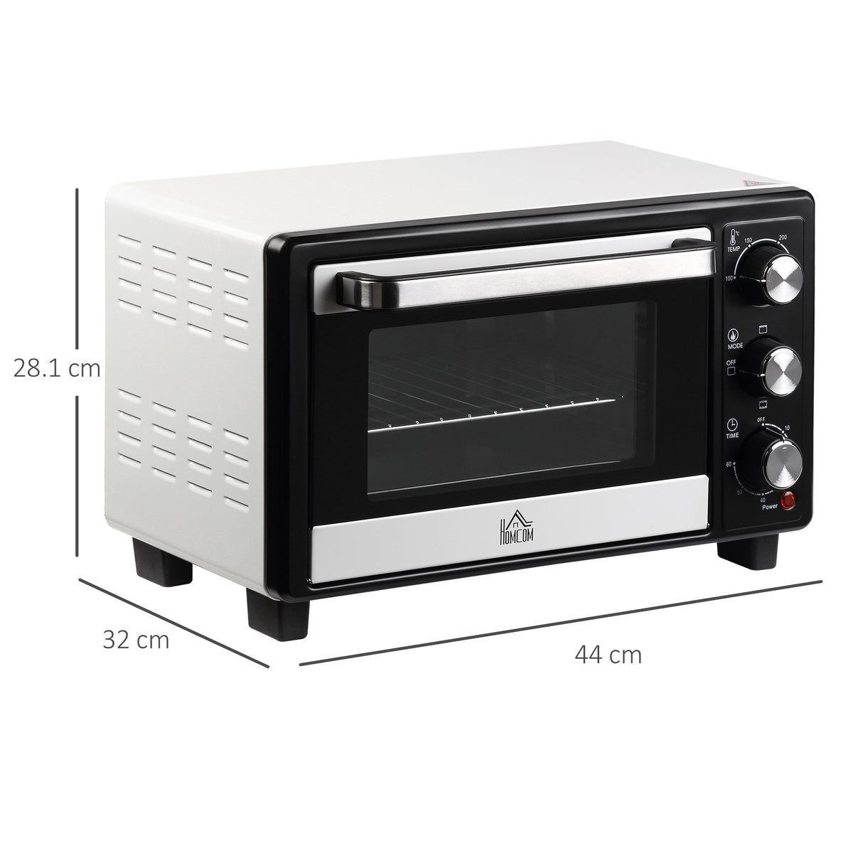 Fornetto Elettrico 16L Temperatura Regolabile e Timer, 3 Metodi di Cottura e Accessori, 1400W, Bianco