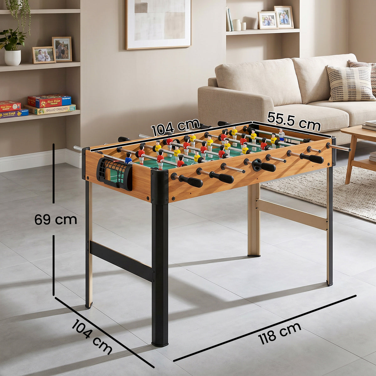 Biliardino Calcio Balilla per Bambini con Manopole Antiscivolo, Segnapunti e Palline, 118x104x69cm