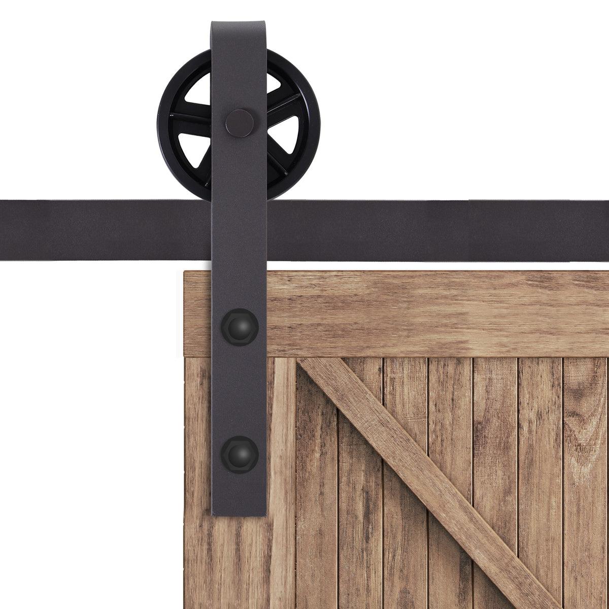 Kit Porta Scorrevole 100kg max in Acciaio con Binario, Ganci, Fermi, Viti e Bulloni, 183x4x0.6 cm