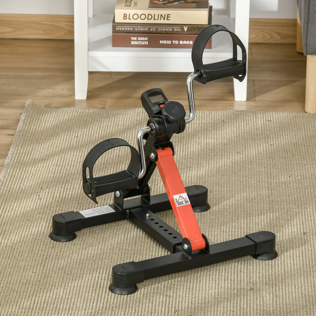 Mini Cyclette per Riabilitazione con Altezza e Resistenza Regolabile e Display LCD, in Acciaio e ABS, Nera e Rossa