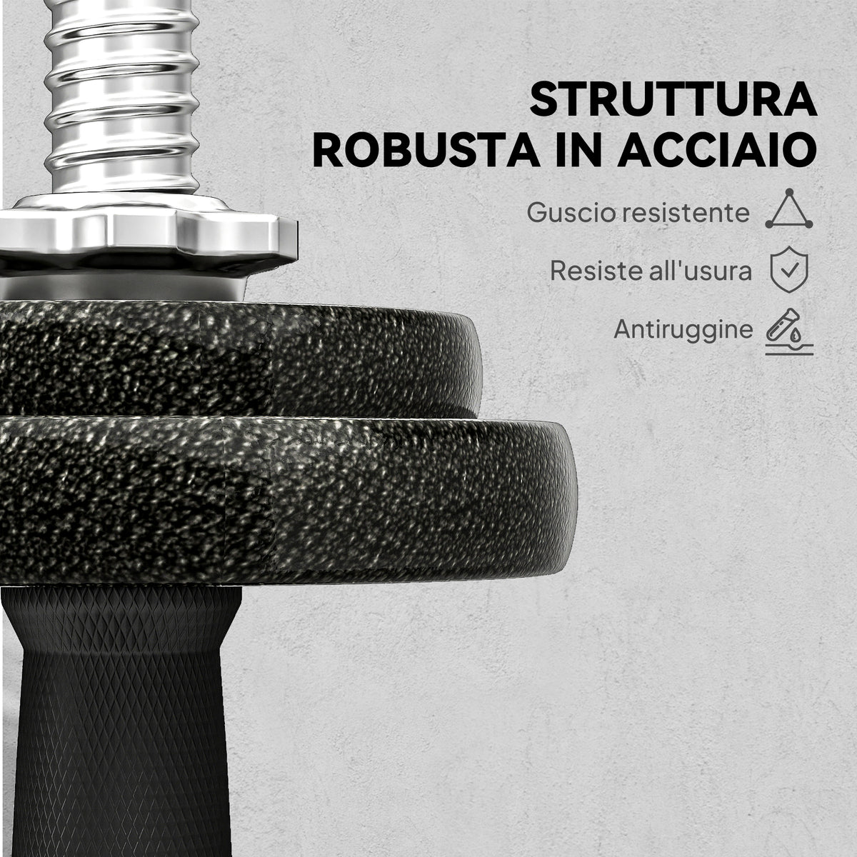 Set Pesi e Bilanciere da 20kg con Impugnature Antiscivolo, 8 Dischi Pesi, Barra Bilanciere e 2 Barre Manubri in Acciaio